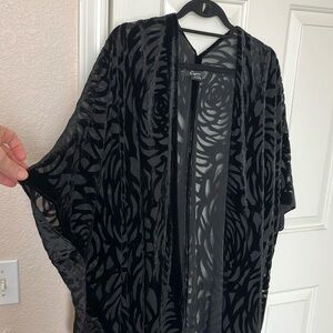 Cejon sheer duster open kimono swim coverup
